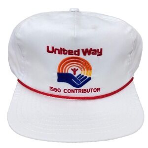 Vintage‎ United Way Trucker Hat Cap Made In USA 90s White Red Rope Snapback Mens